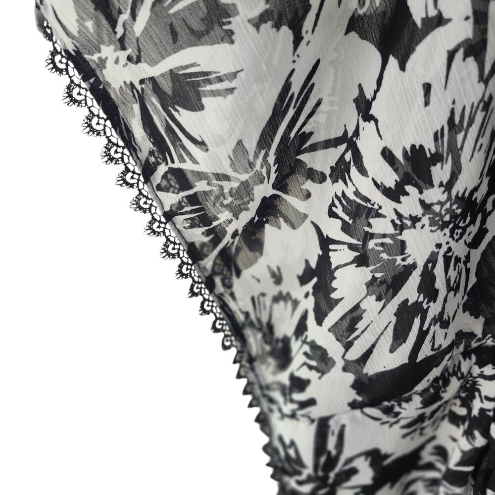 Time and True Swim Cover-up Womens 3XL Black White Floral Sheer Dolman Sleeves - Picture 4 of 10